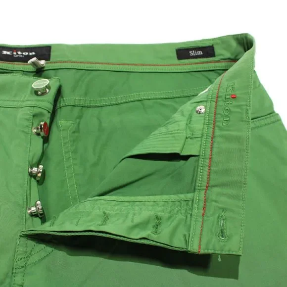 Kiton NWD Chinos/Casual Pants Size 44 US in Solid Green Cotton Blend - Picture 3 of 15